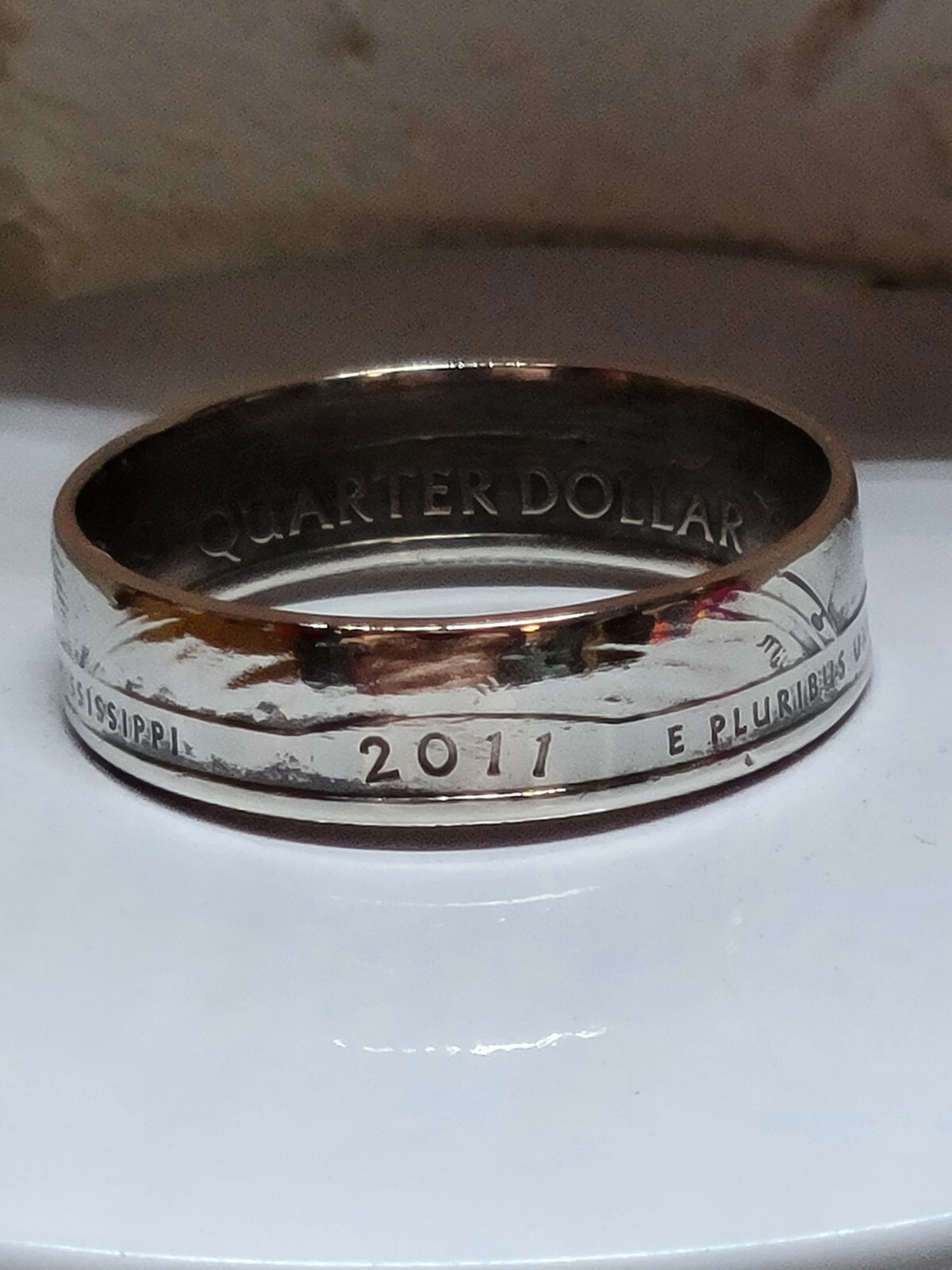 VICKSBURG, MS. - Size 9 State Quarter Coin Ring Hand Made