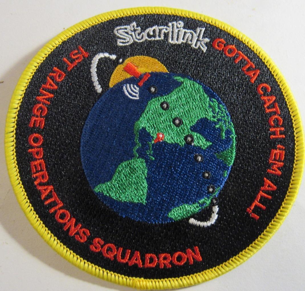 FALCON 9 STARLINK MISSION SPACE PATCH GOTTA CATCH'EM ALL! 1 ROPS 4" EMBROIDERED