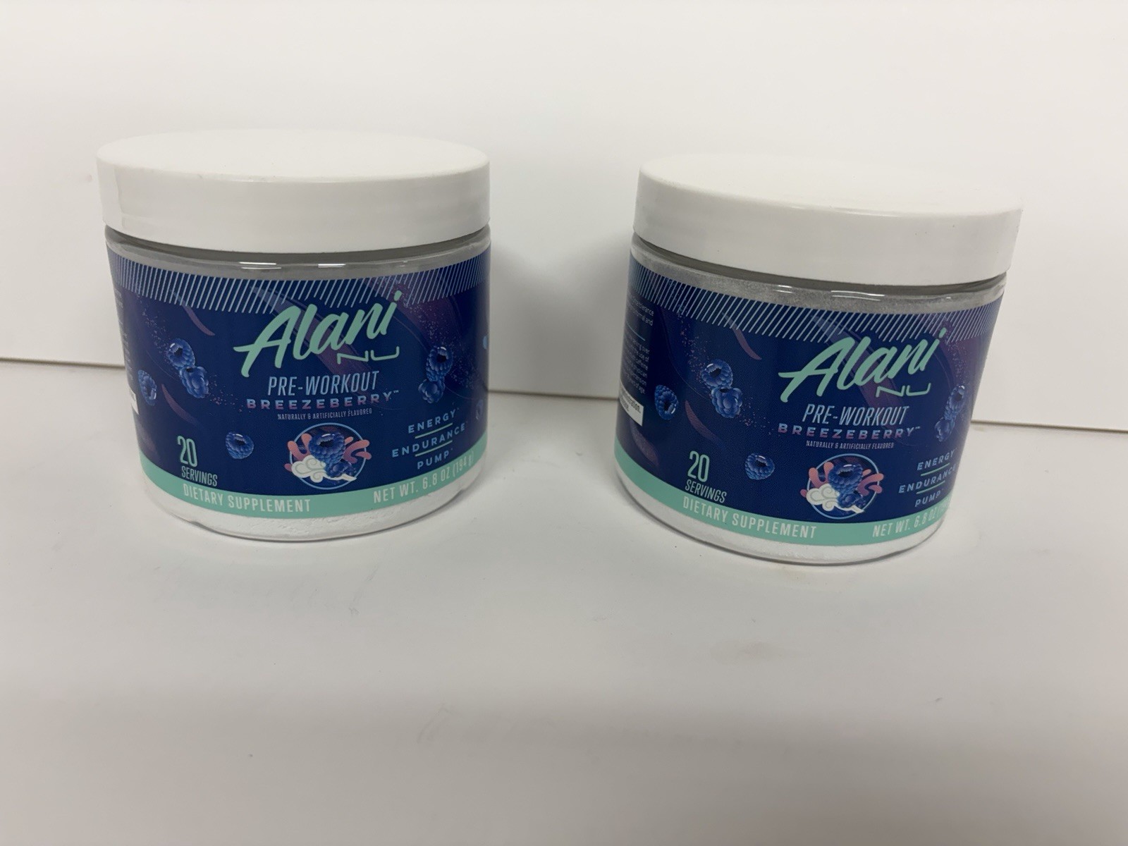 2X Alani Nu Pre-Workout Breezeberry 6.8oz 20 Servings 2 Pack Exp 09/26+