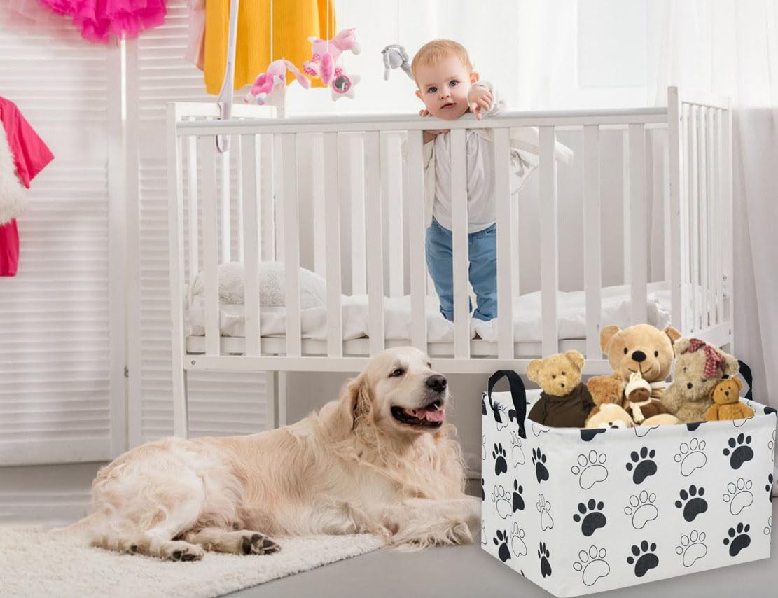 Cesta rectangular para perros, cesta de almacenamiento para niños con asas