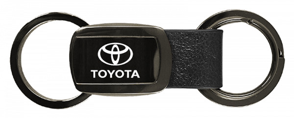 Toyota Logo Black Chrome Metal Genuine Leather Key Chain Fob Official Licensed
