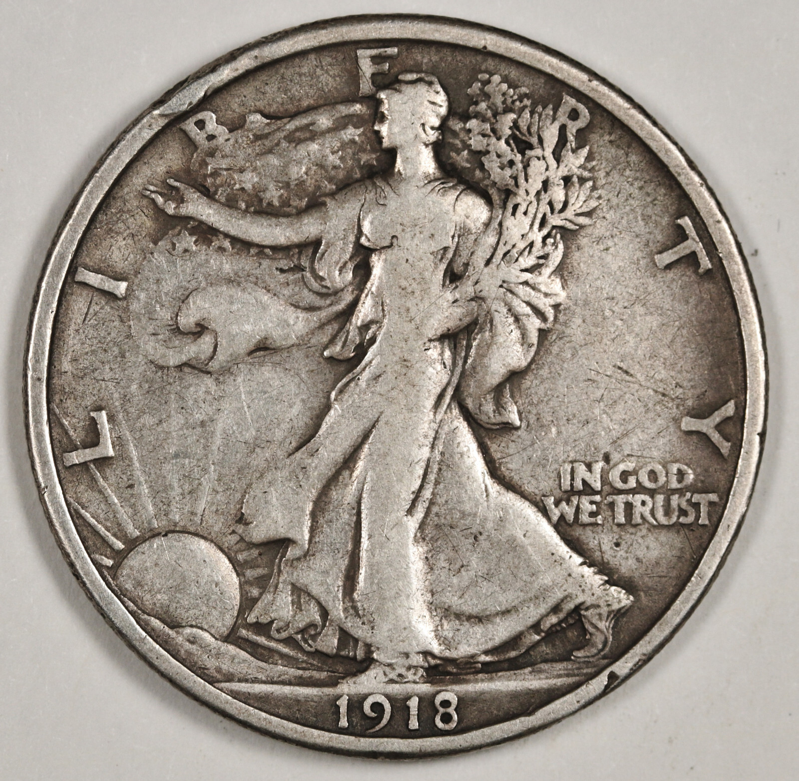 1918 Walking Liberty Half.  VF.  189075