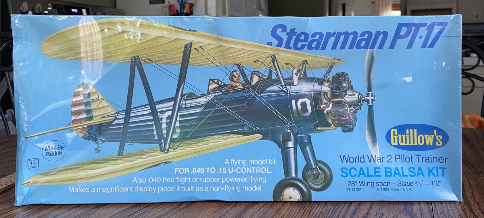 Guillows Stearman PT-17 Balsa Aircraft Model Kit 1/16 Scale 28" Wing Span NOS