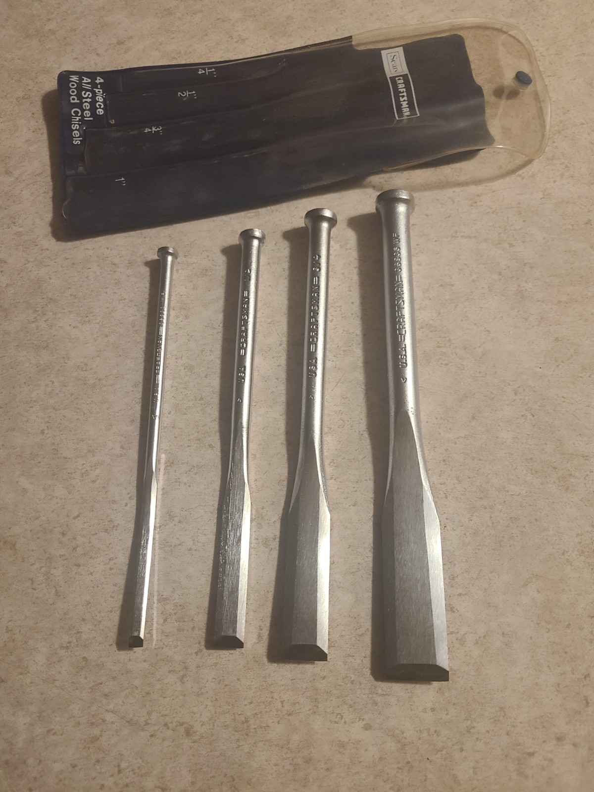 Craftsman Vintage All Steel Wood Chisels 4 Piece 36838. K11