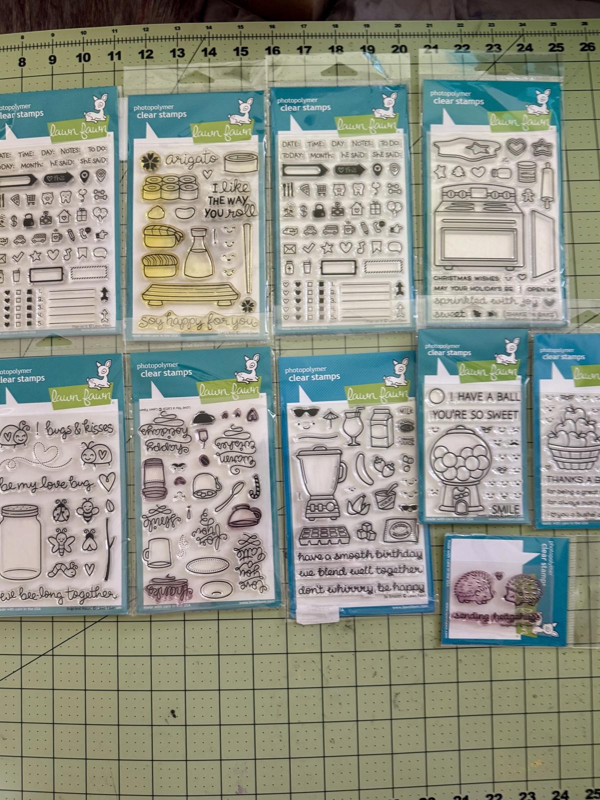 lawn fawn clear stamps lot kawaii planner food bugs holiday card set