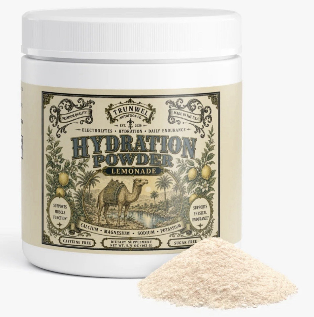 Electrolyte Hydration Powder Lemonade, Premium Quality Caffeine/Sugar Free
