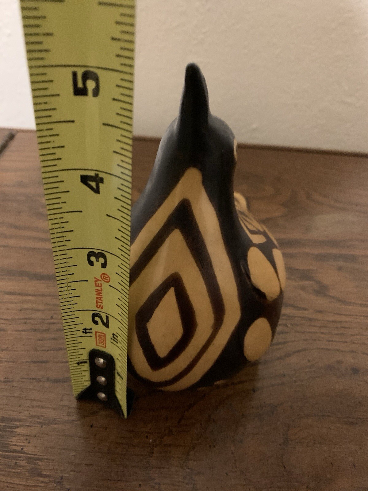 Peru Bird figure pottery signed piece 5 1/2” Long