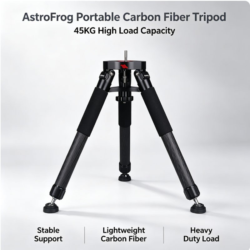 AstroFrog Carbon Fiber Tripod 45KG Load Astronomical Camera Tripod Set 1/4 Screw