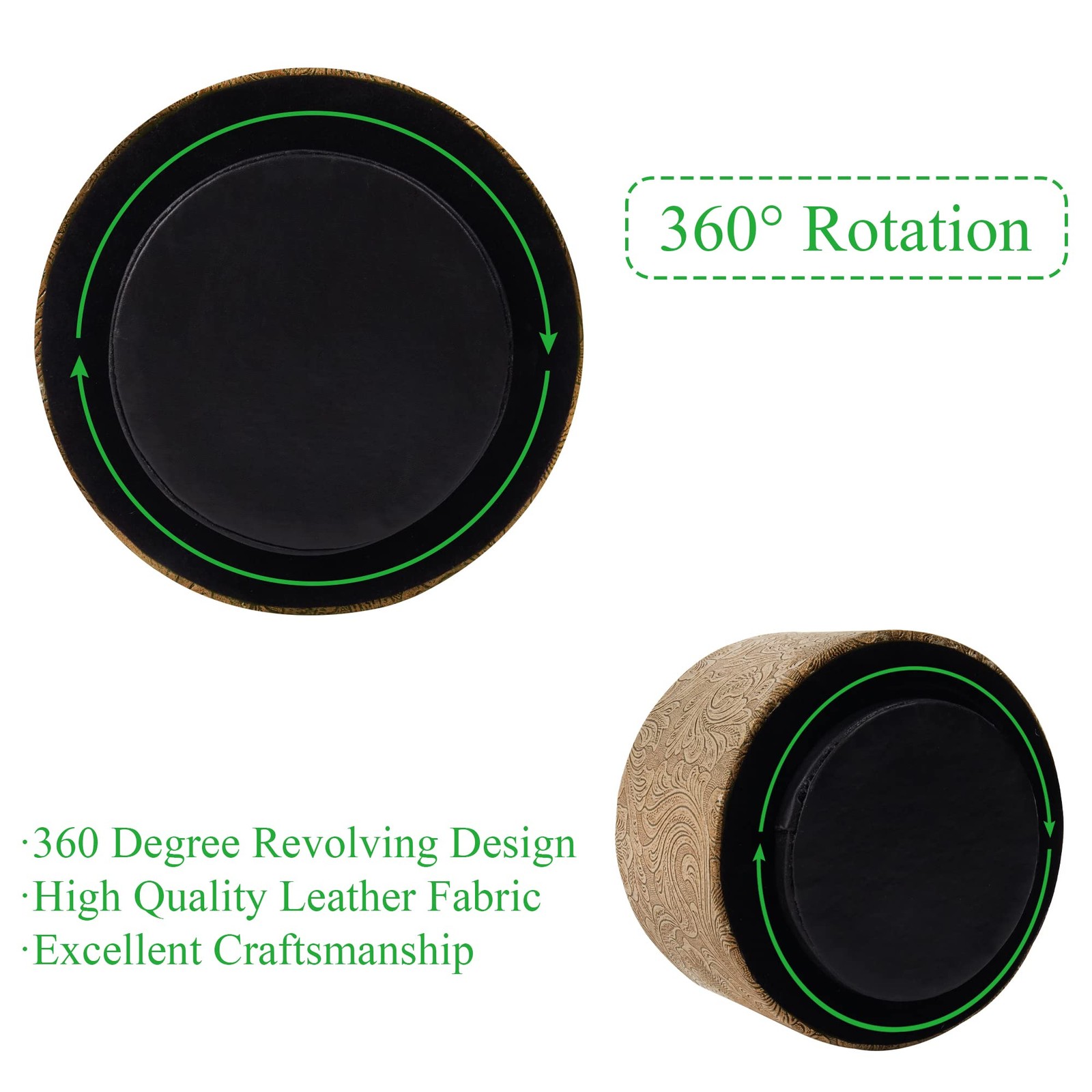 Round Leather Art Supply OrganizerRemote Control Holder360 Degree SpinningMul.