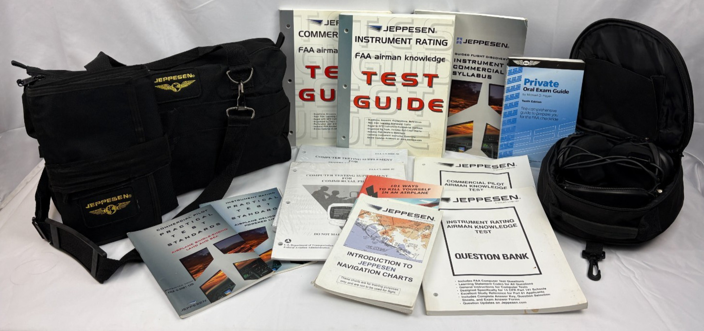 Jeppesen All-In-One Aviation Training Kit Bag and Supplies headphones nighthawk