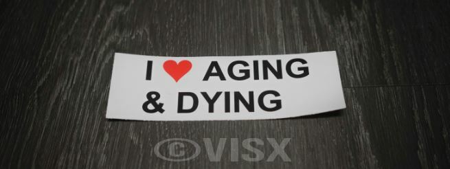 I love aging and dying Bumper Sticker Car Decor Funny old young tailgate joke