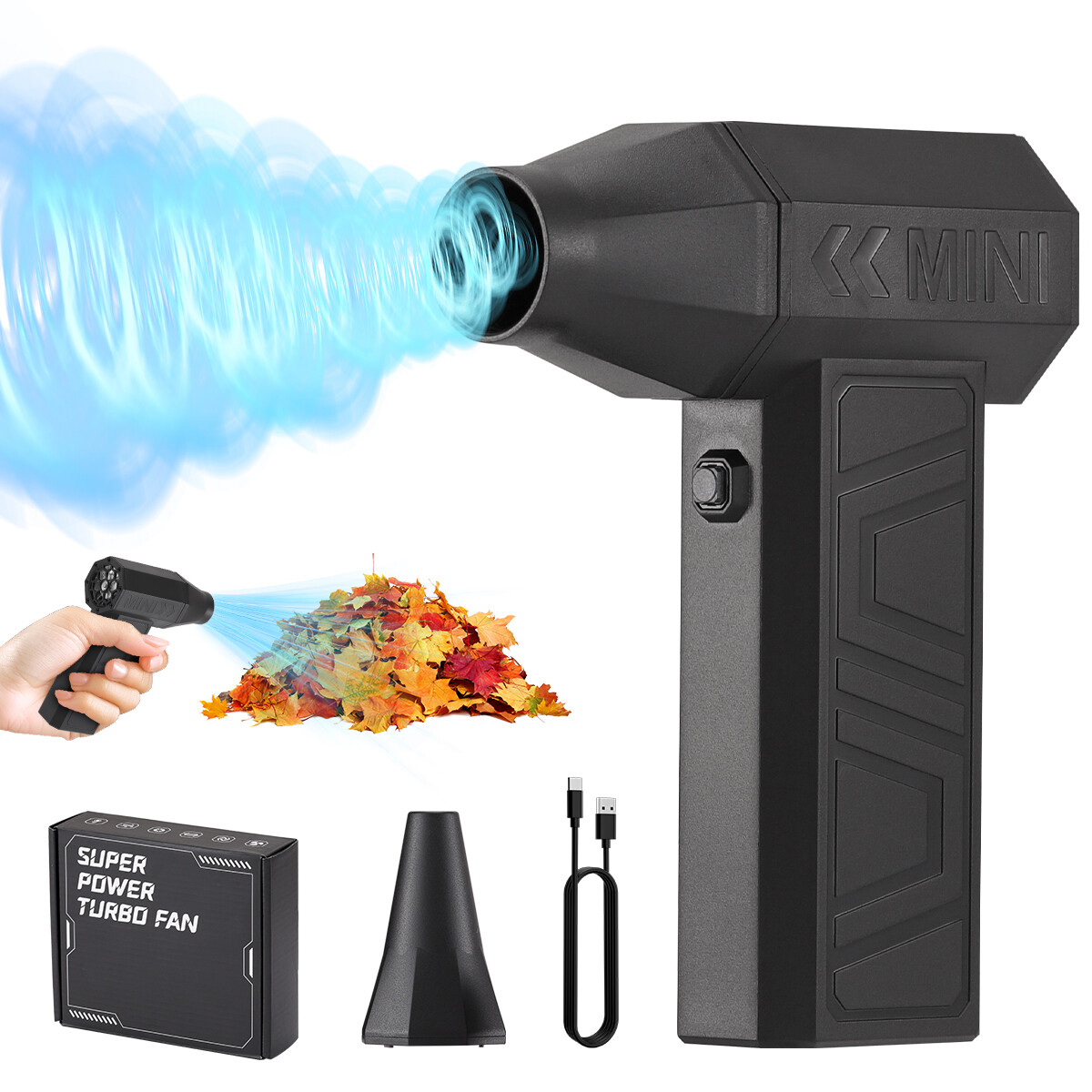 130000 RPM Compressed Air Duster Mini Portable Air Blower Fan Cleaning Tools US