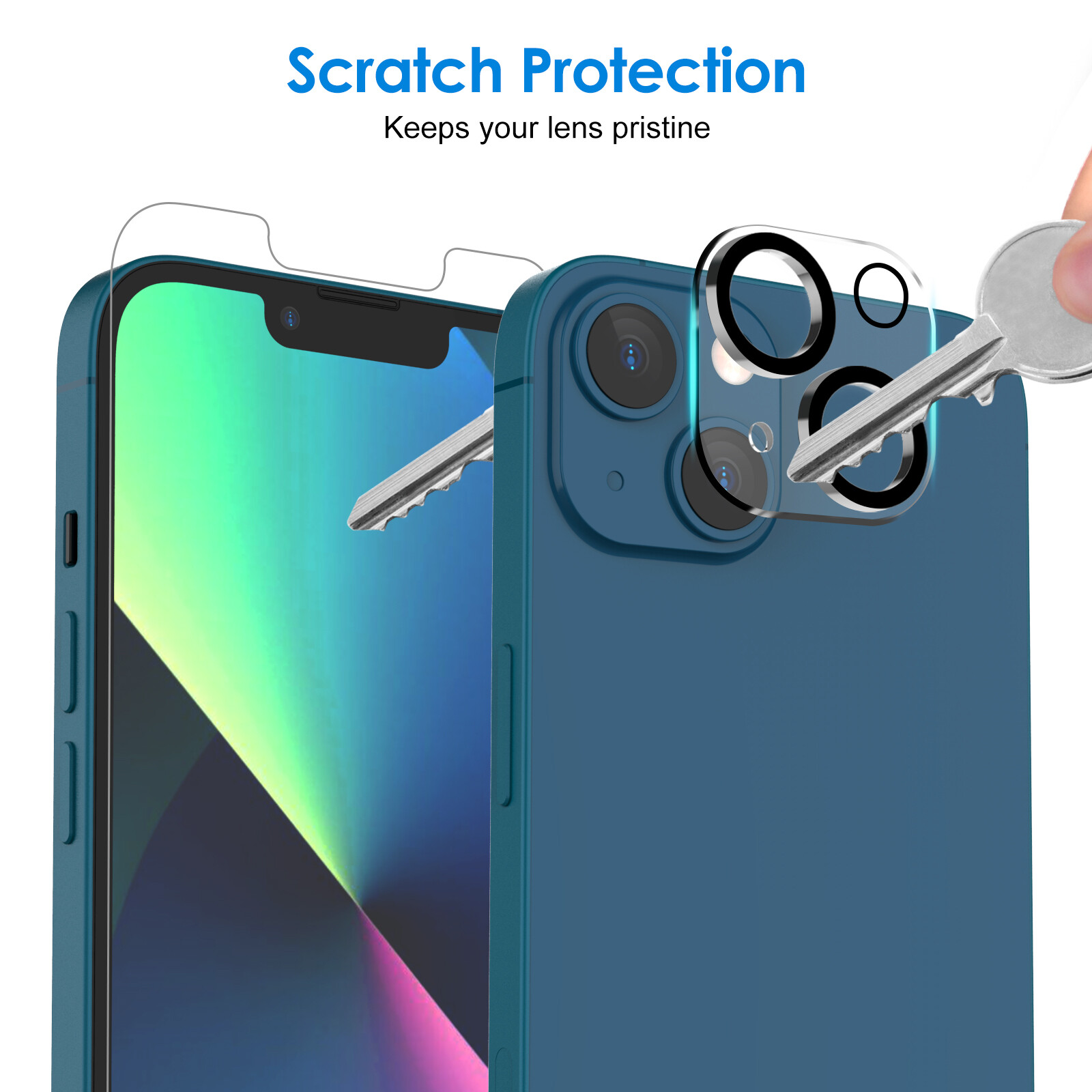 Screen Protector for iPhone 13 mini with Camera Lens Protector, 2-Pack Each