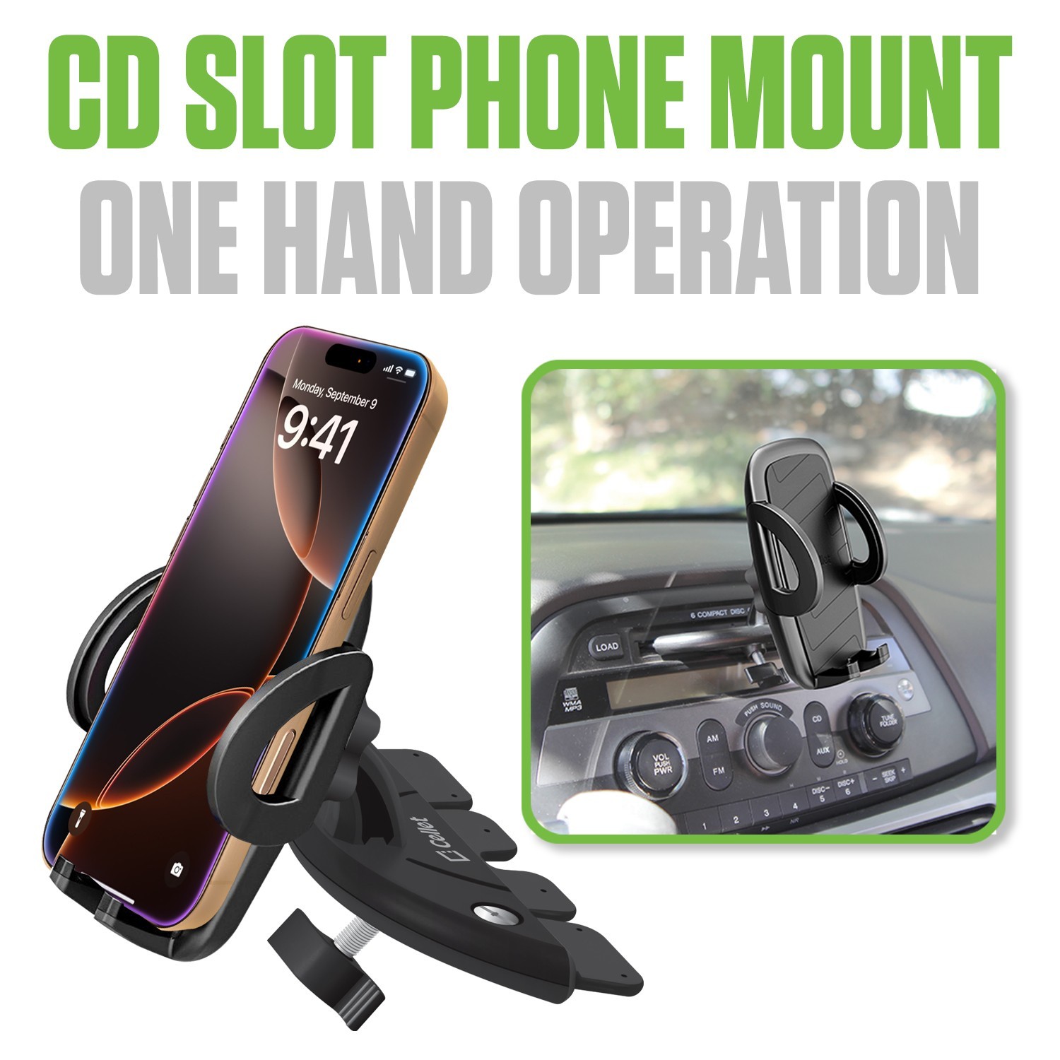 Cellet CD Slot Cell Phone Holder Mount Compatible with Apple, Samsung, Google