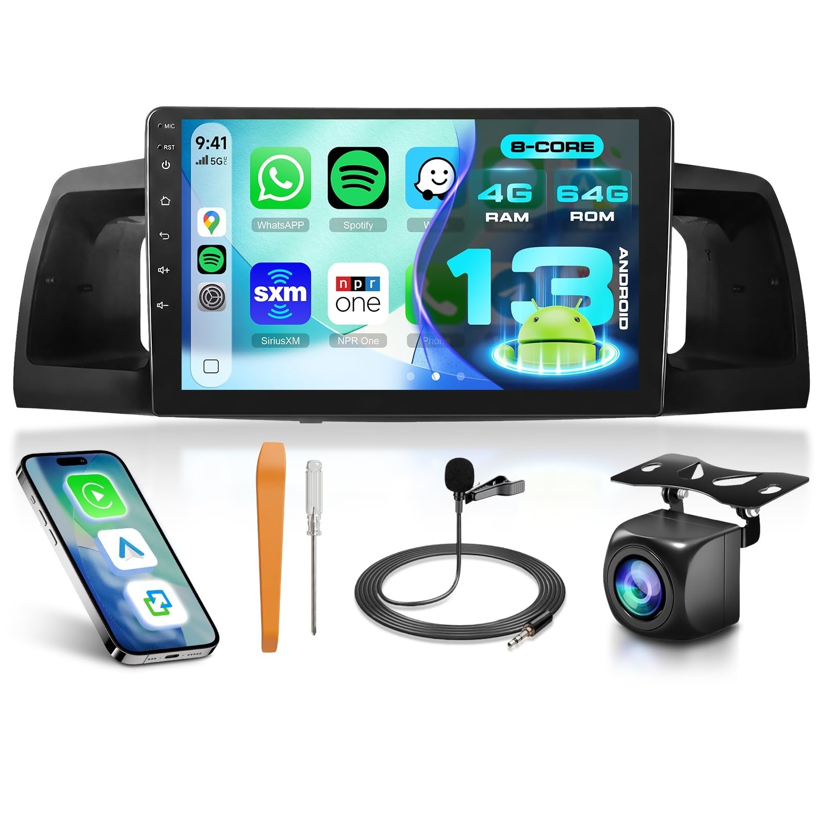 Octa-Core Car Radio Upgrade for Toyota Corolla EX 2007-2012, 9-inch IPS Touch...