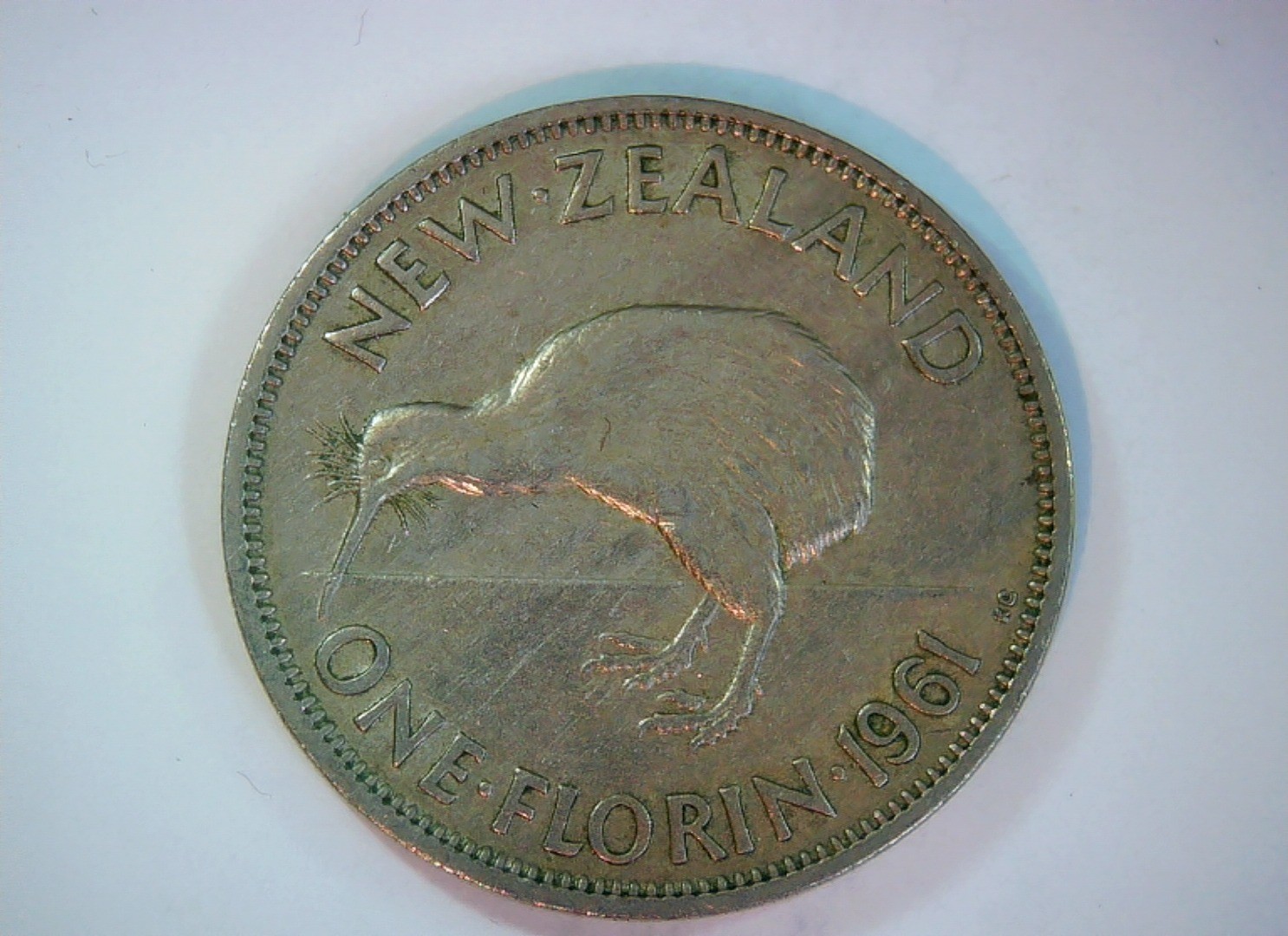 New Zealand 1961 1 Florin Elizabeth II (young head) Florin Coin