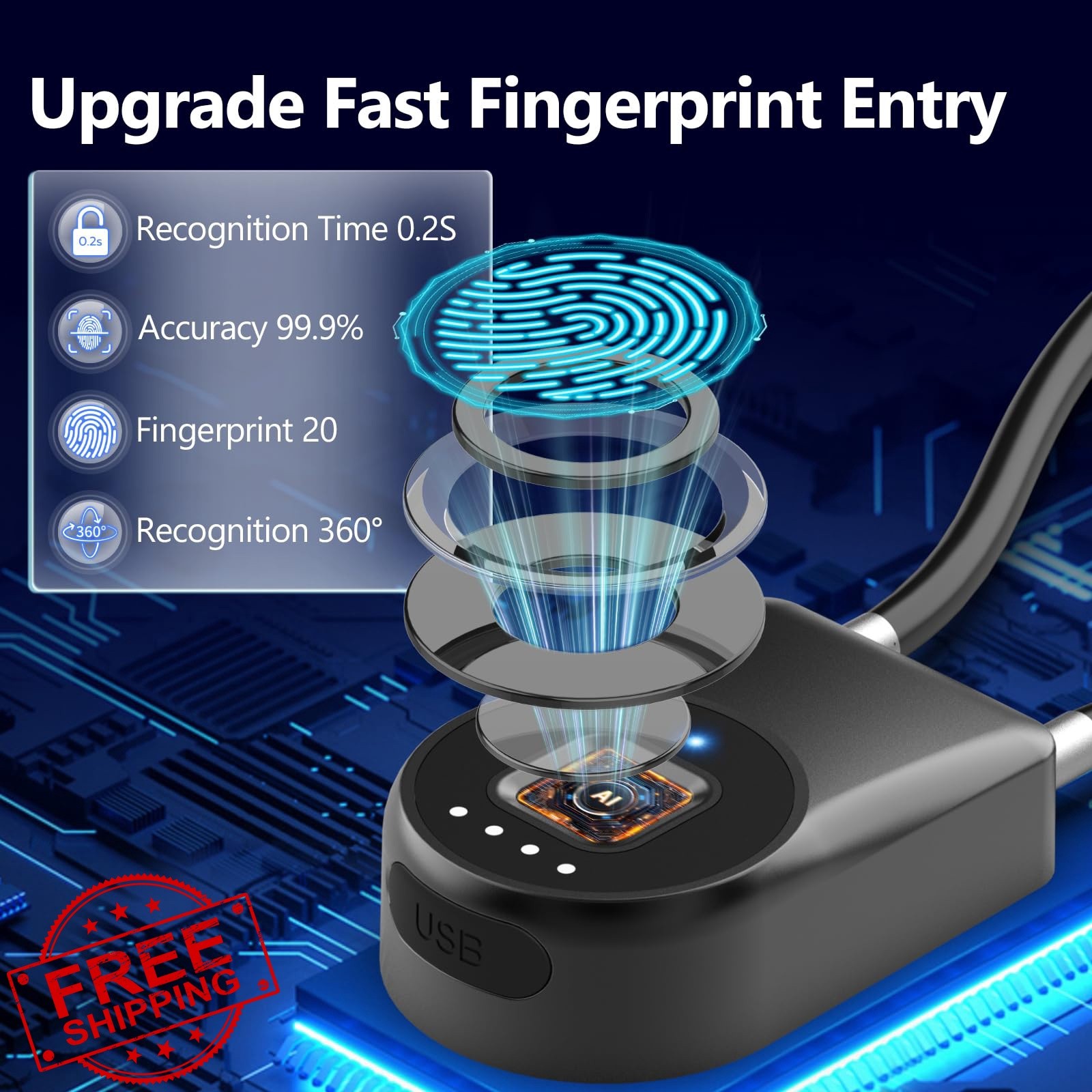 Foxlock Fingerprint Cable Lock Black