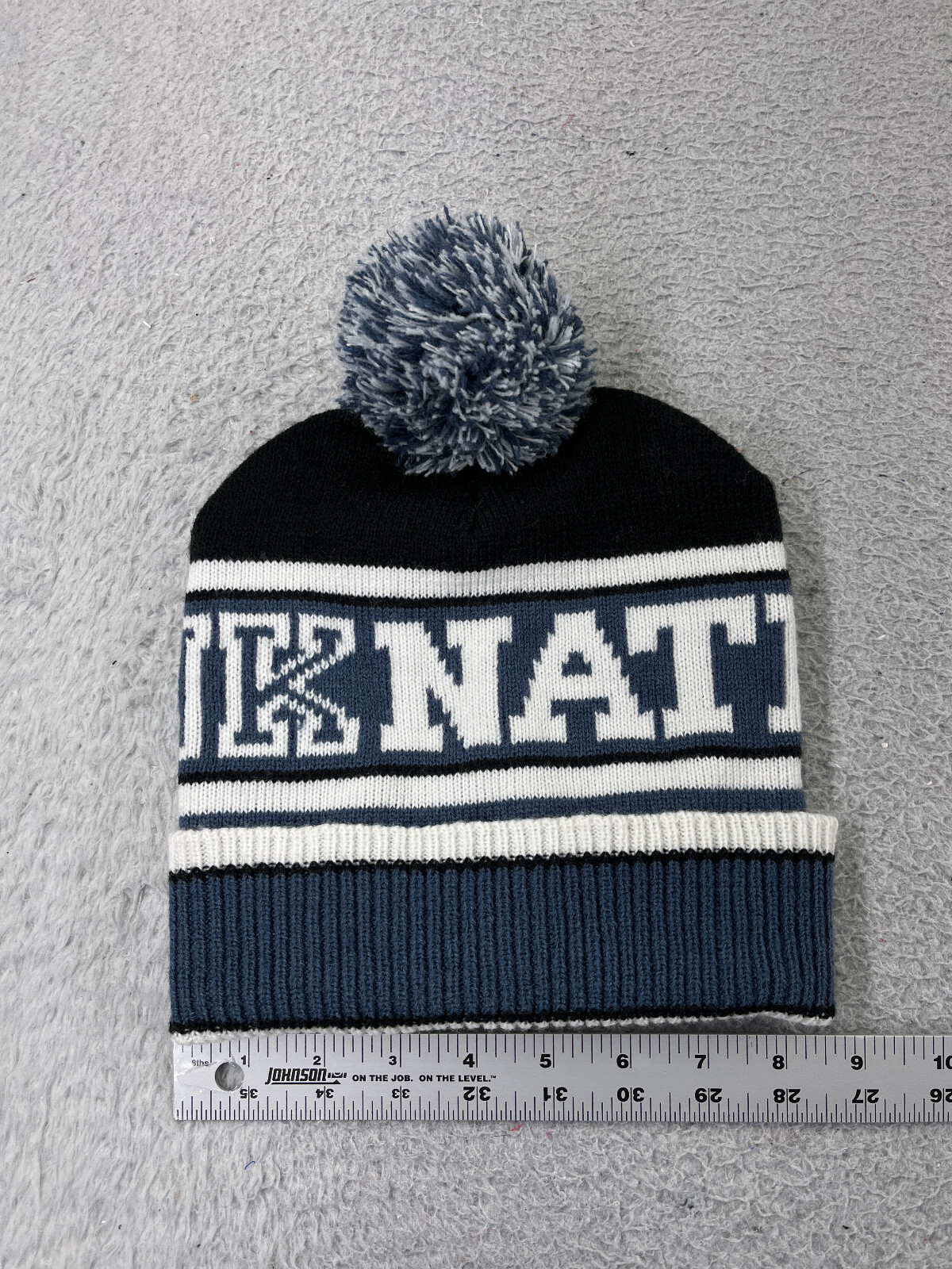Victoria's Secret Beanie Toque Adult One Size Blue White Pom PINKNATION Acrylic