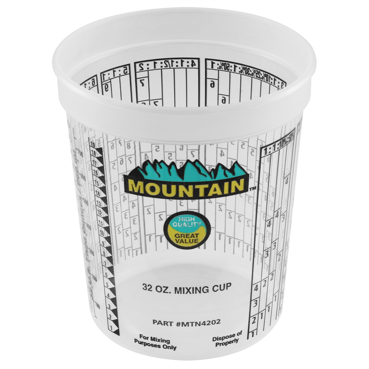 Mountain 4202 Disposable Quart Mixing Cup, 100 Count, Made in USA