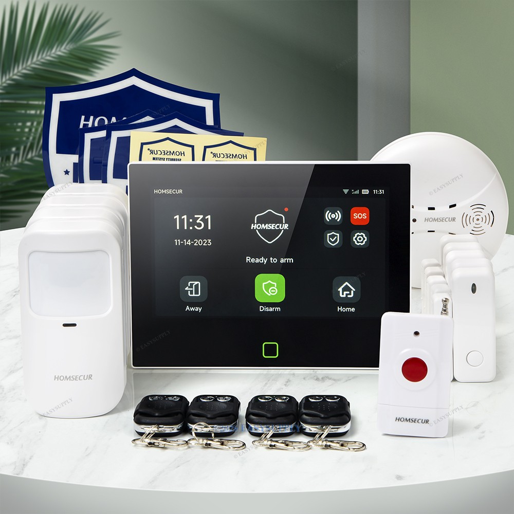 HOMSECUR Wireless WIFI 4G 2G LCD Home House 7" Alarm System+PIR+5*Door Sensor