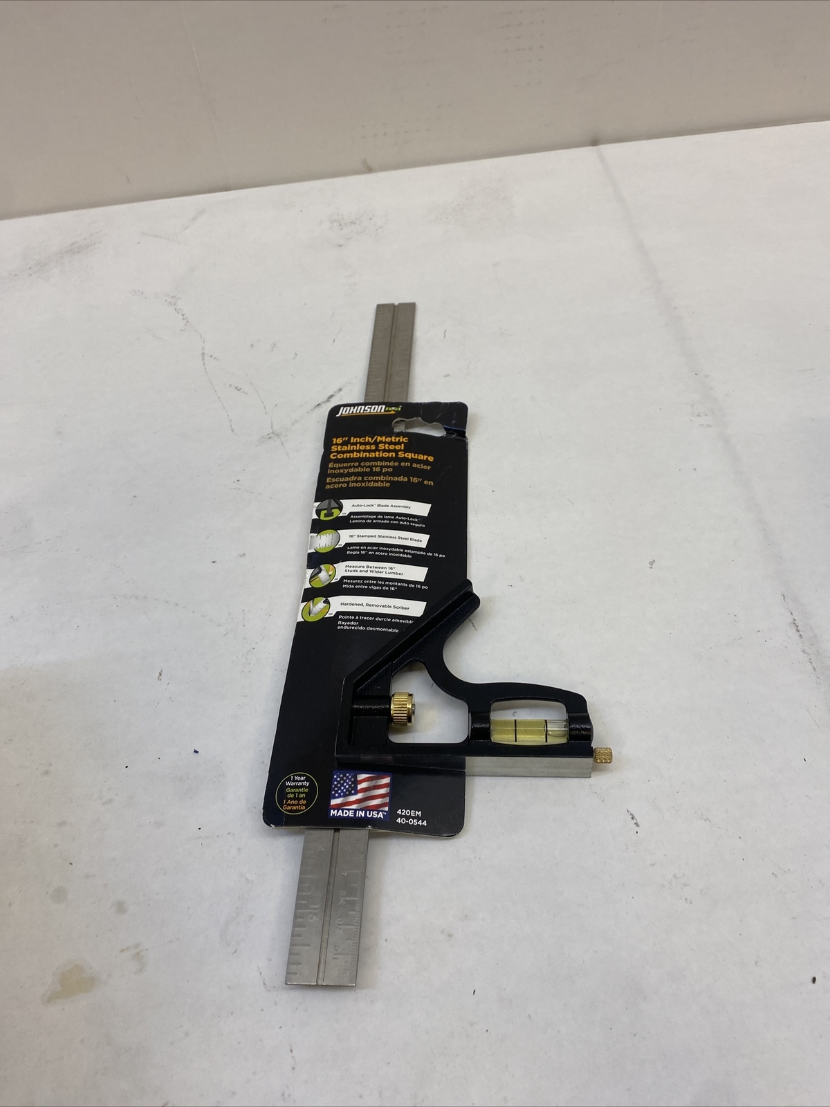 Johnson 420EM Metric Combination Square, 16"