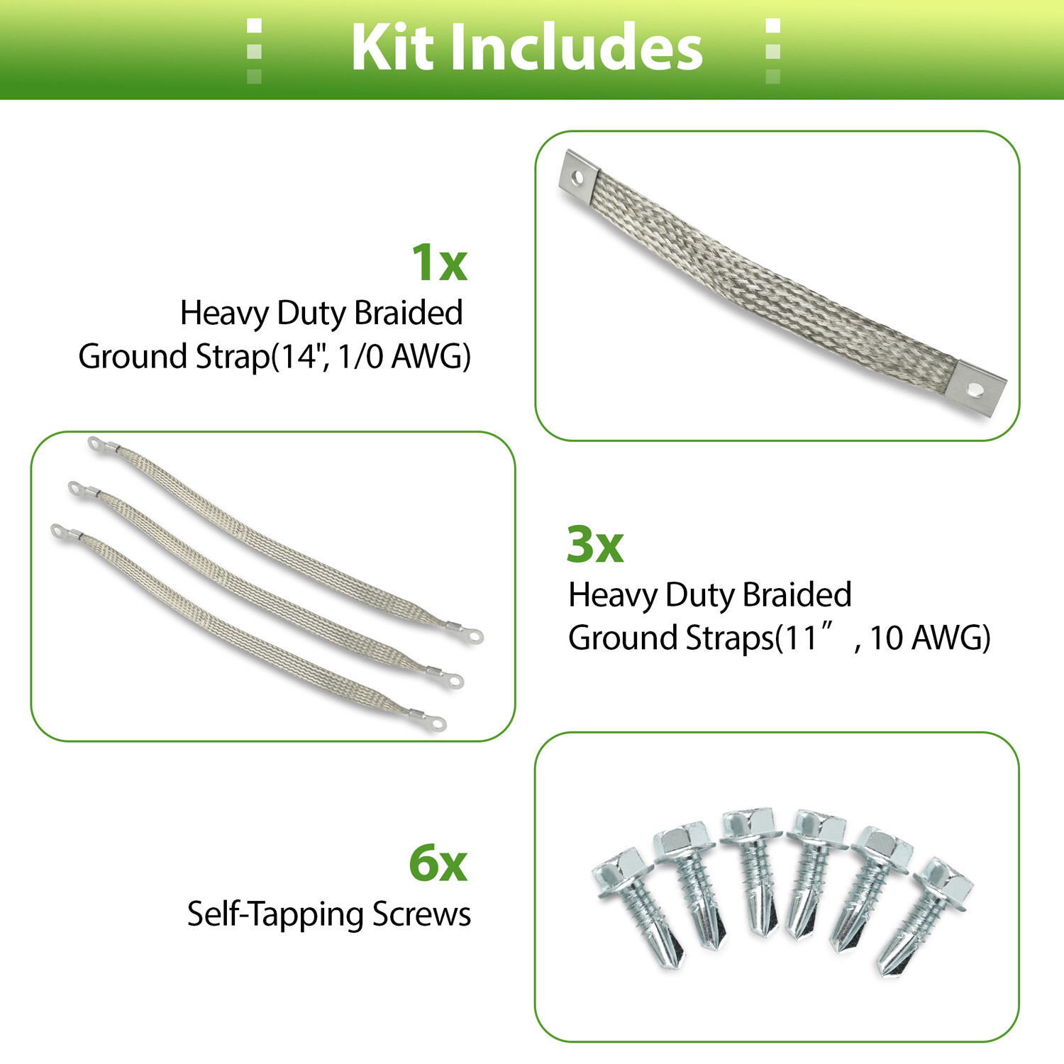 40140 Engine Braided Ground Strap Kit Set of 4