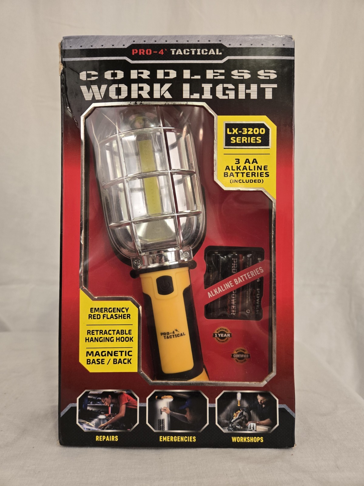 Pro-4 Tactical LX-3200 COB Cordless Work Light Magnetic Base Emergency Flasher