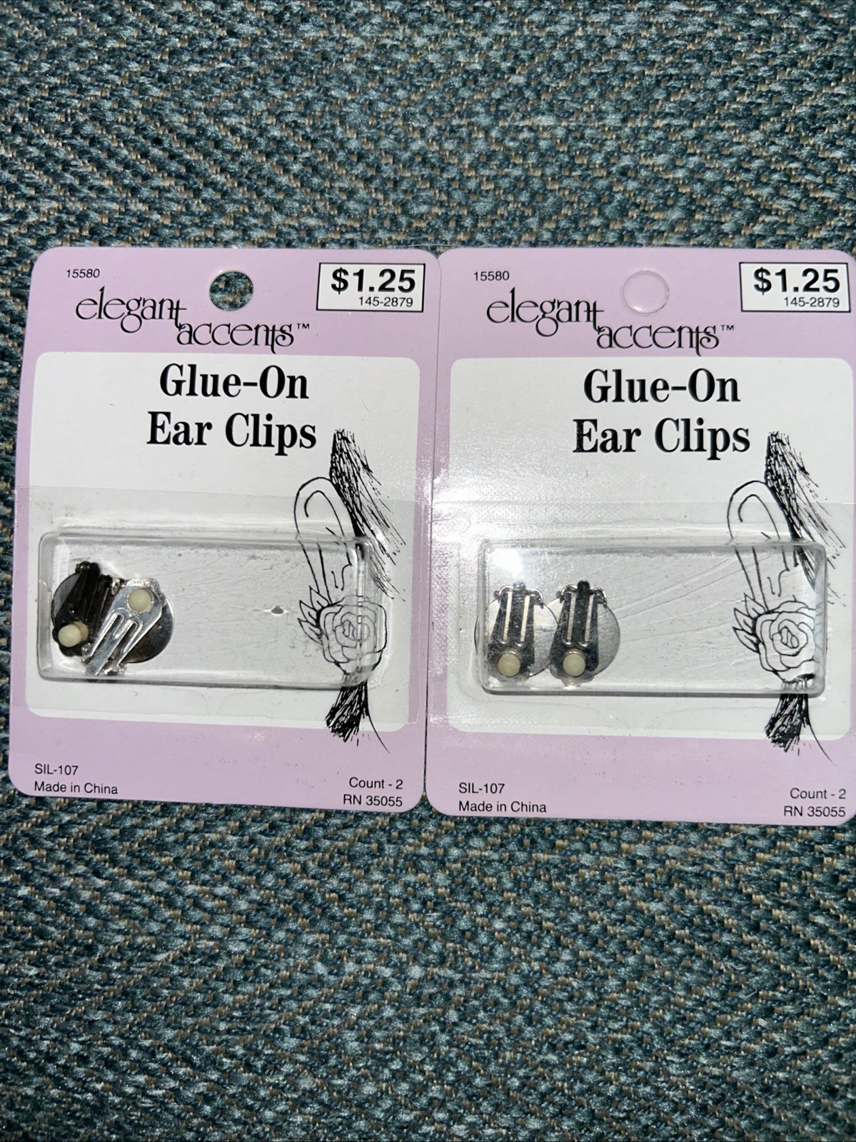 Elegant Accents 2 Pair Glue-On Ear Clips Silver Color For Crafts