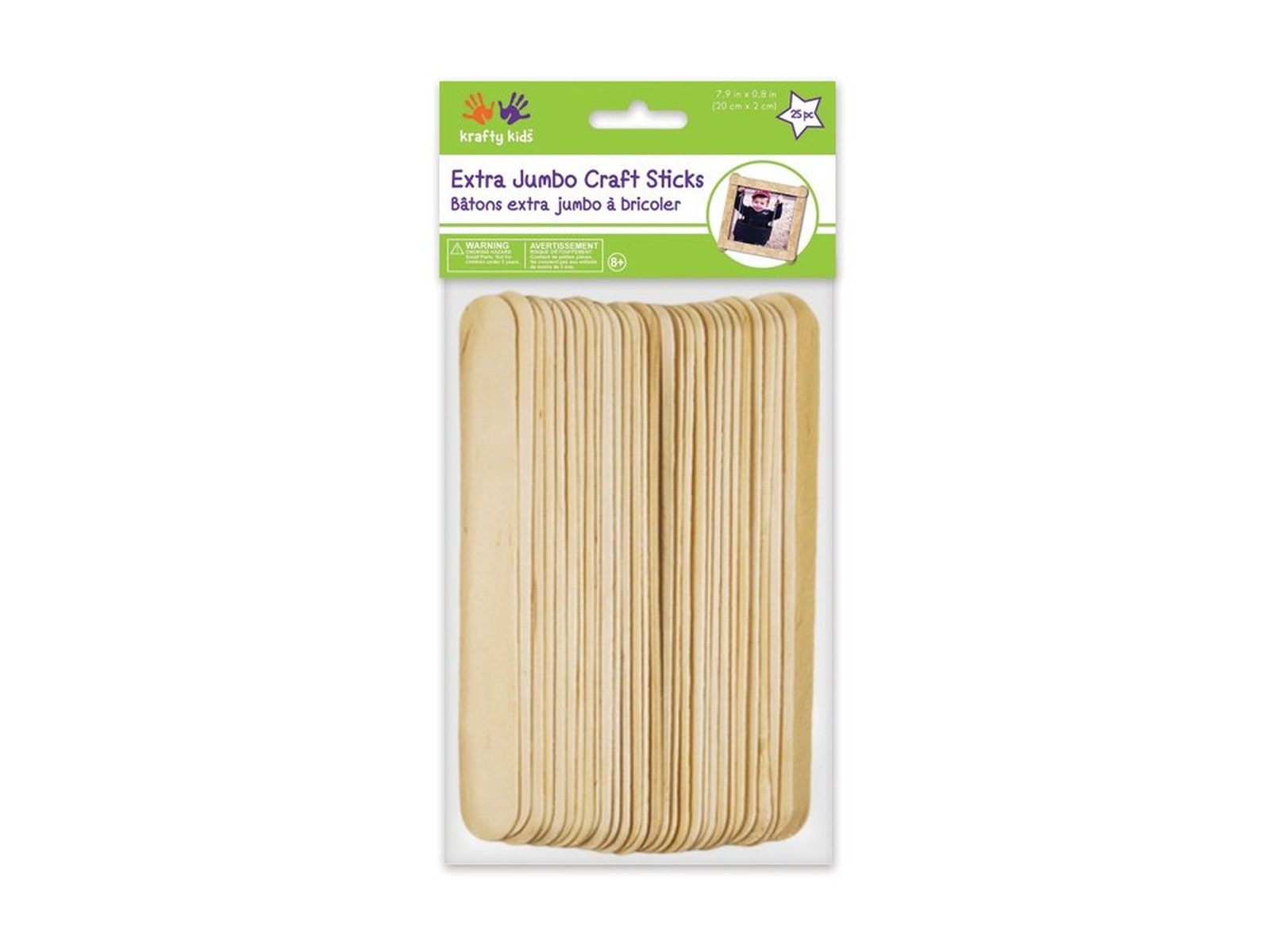 Krafty Kids 133122 CW507 Craftwood Extra Jumbo Natural Craft Sticks, 7.88in b...
