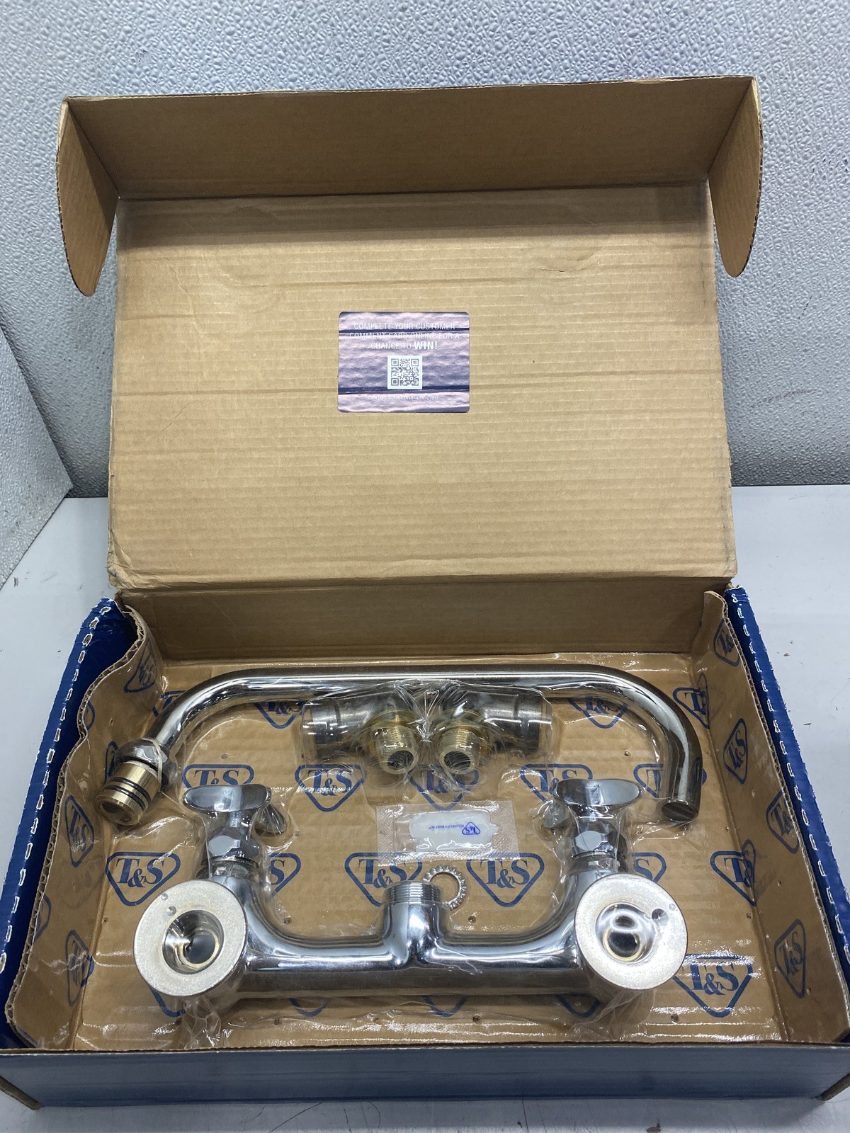 T&S Wall Mounted Big Flo Mixing Faucet 12" w/ 8" Center B-0290 Chrome