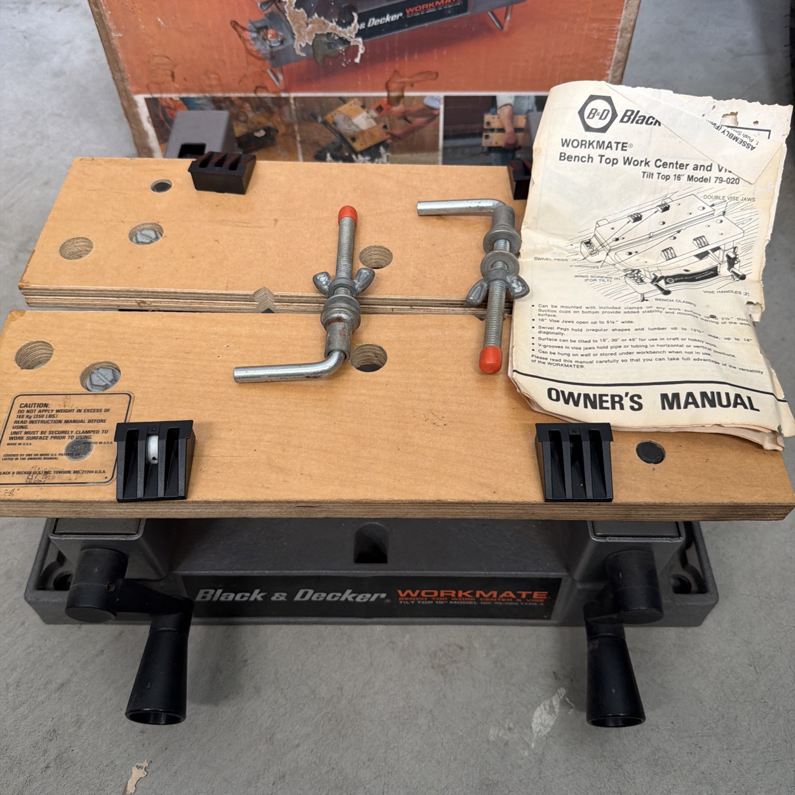 Black & Decker Bench Top Workmate Tilt Work Center & Vise 16" No 79-020 Used USA