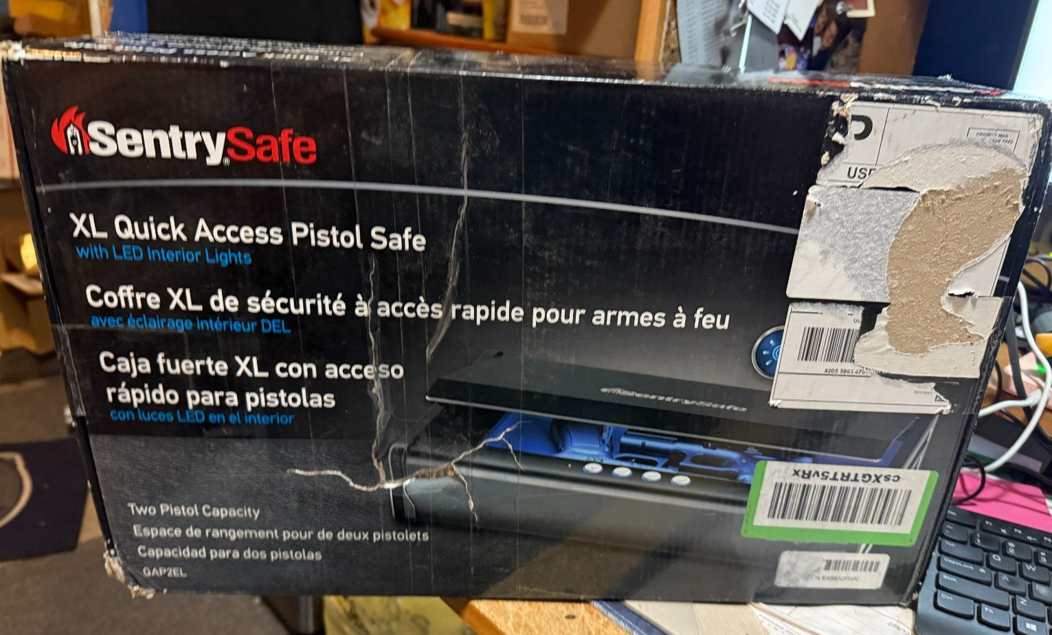 Sentry Safe with Interior Light Stores Two Handguns, and a Digital Keypad