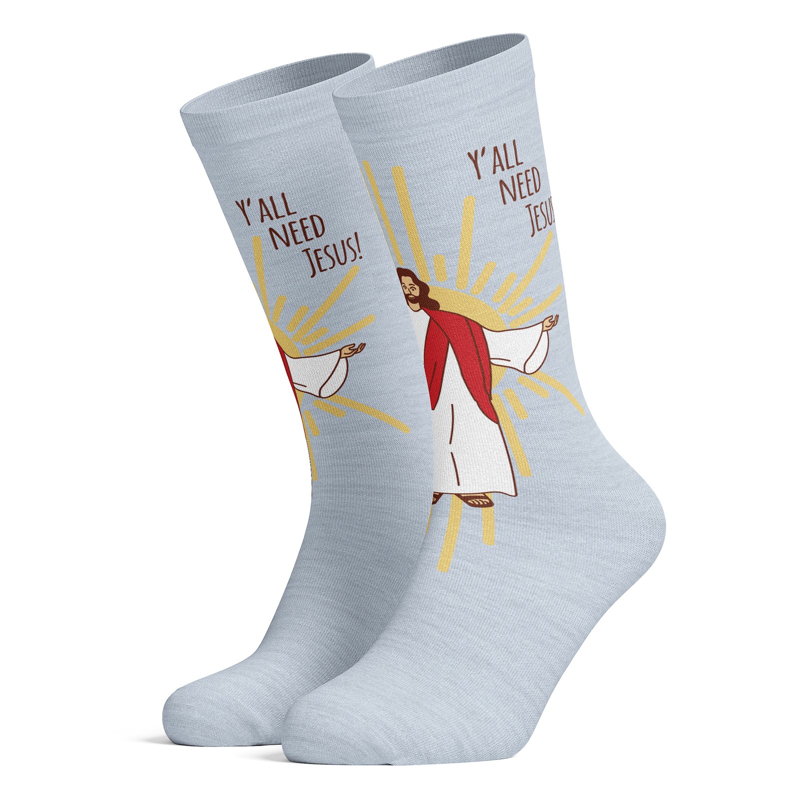 Women's Y'All Need Jesus Socks Funny Sunday Church Religion Paster Novelty