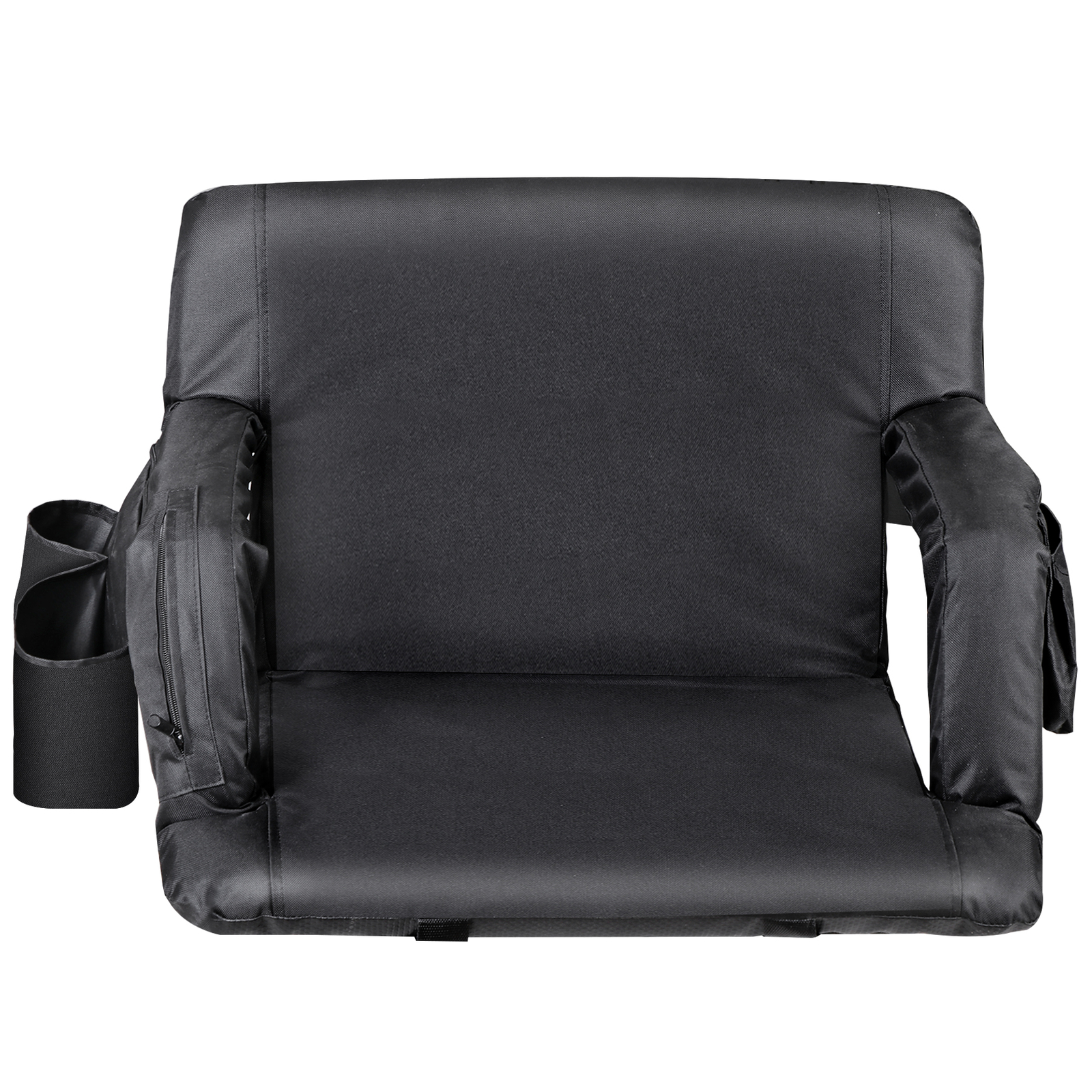 Heated Stadium Seats with Back Support and Cushion Armrests Large Pockets Black