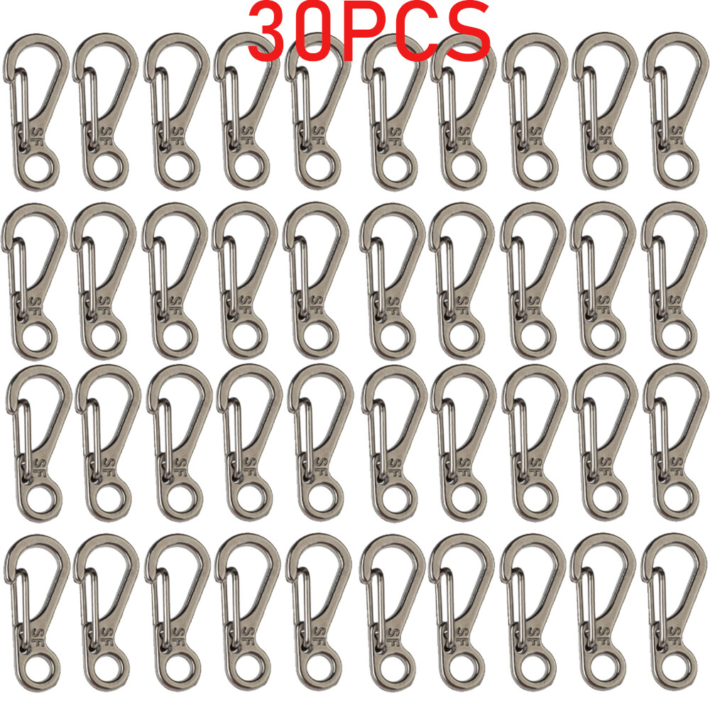30Pcs Mini Heavy Carabiner Snap Hook Clip Key Chain Aluminum Outdoor Camping Col