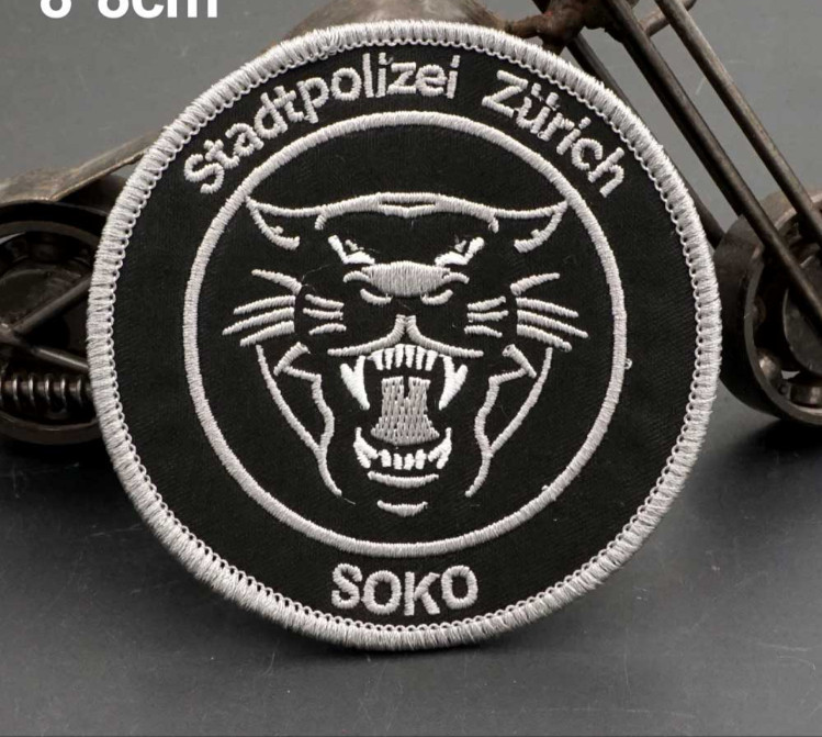 STRIKING ZURICH, SWITZERLAND POLICE "SOKO" EMBROIDERED IRON-ON PATCH...