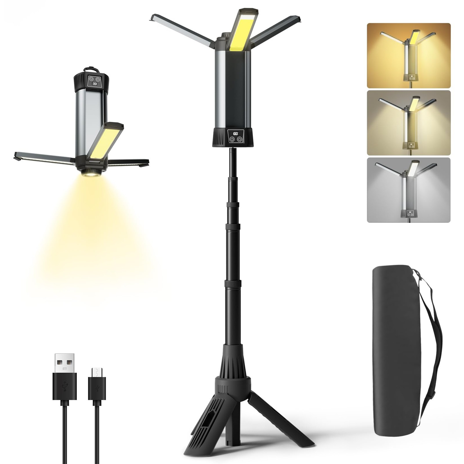 Rechargeable Work Light with Stand,LED Work Light with Portable Folding Stand,Ba