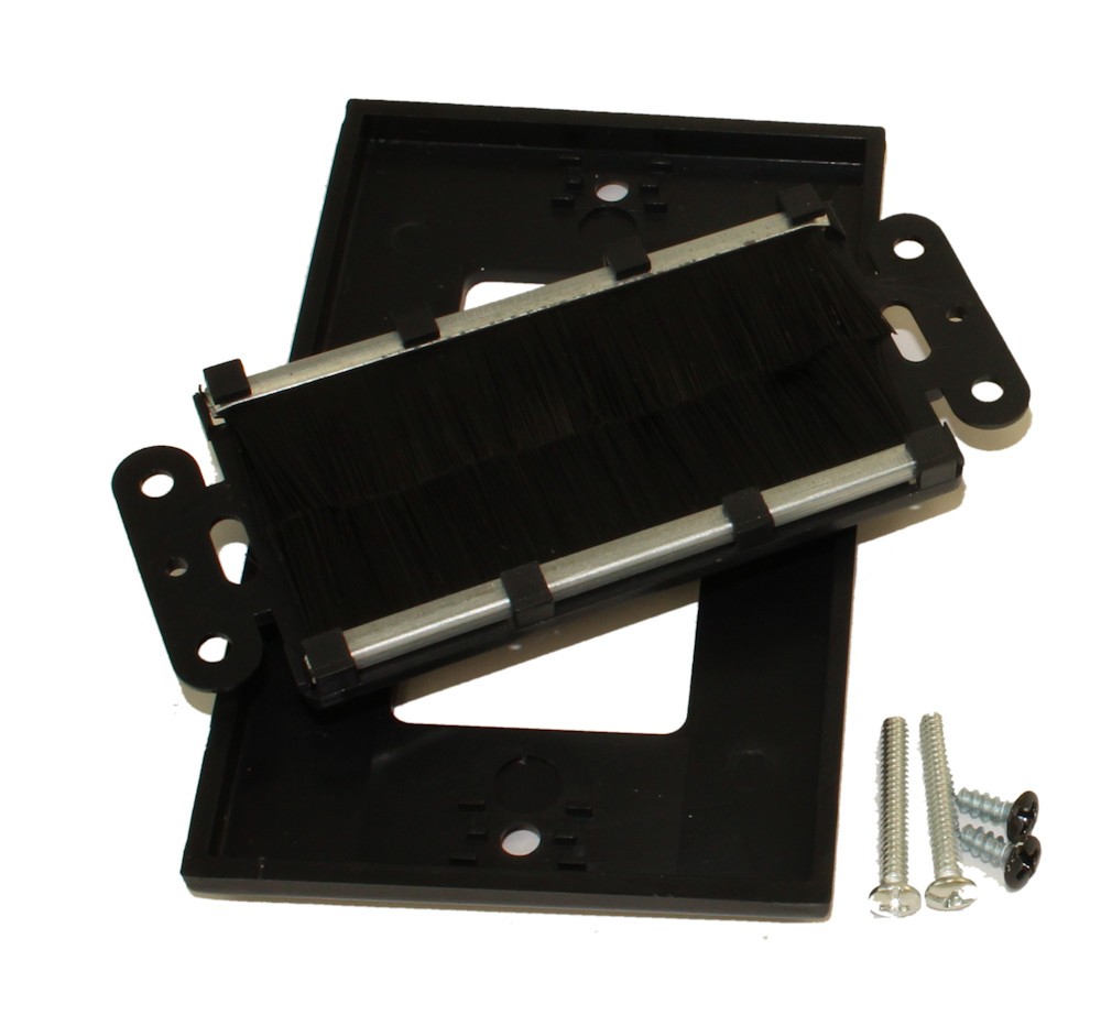 Wallplate: Single-Gang Decora with Brush Pass-thru Black