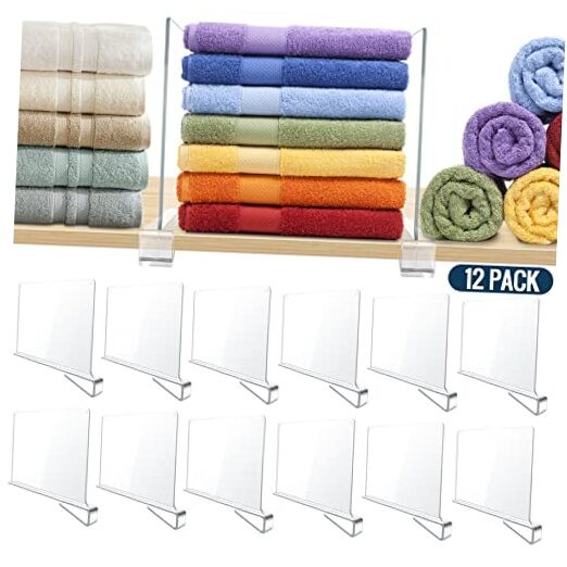 Clear Acrylic Shelf Dividers for Closet Shelf Organizer of Bedroom 12 Pack