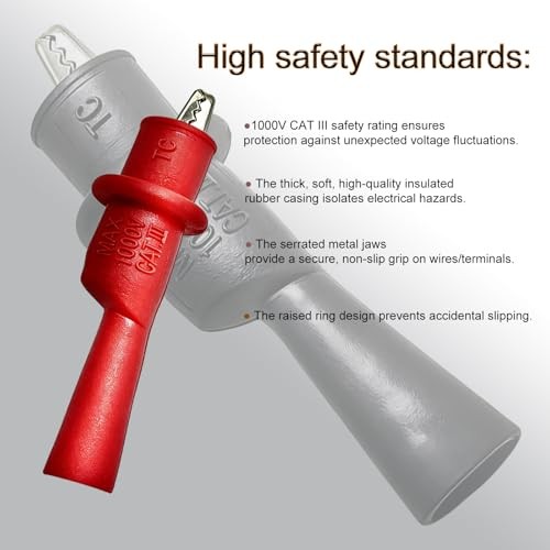 Multimeter Leads Kit, 49" Premium Silicone Multimeter Test Lead Set, CAT III