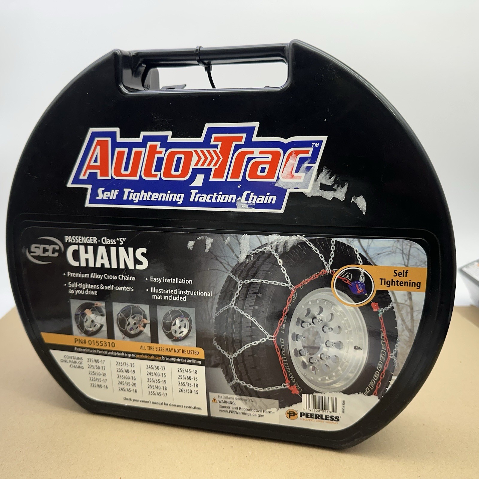 0155310 AutoTrac Self-Tightening Tire Chains, 1 Pair - Never Used