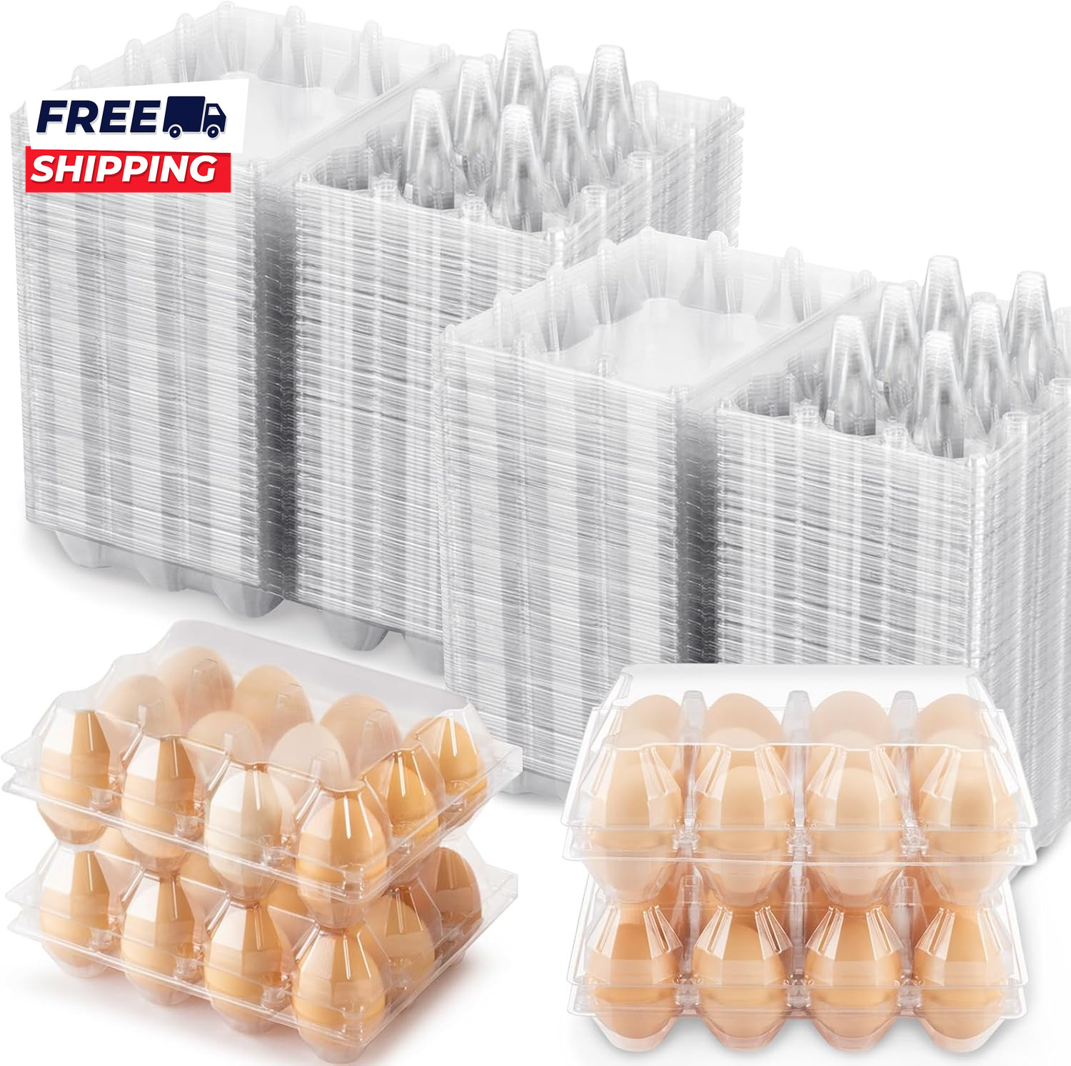 100 Packs Egg Cartons Cheap Bulk Plastic for 12 Eggs Clear Egg Cartons 3* 4 Grid