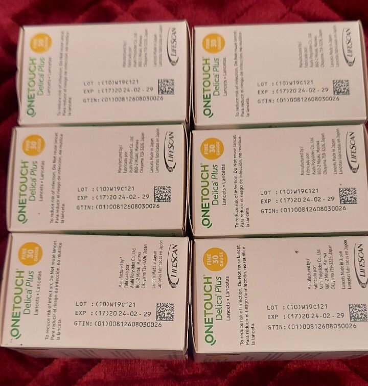 OneTouch Delica Plus 30G FINE Lancets (Pk of 100 Units) 600 TOTAL EXP 2/29/2024