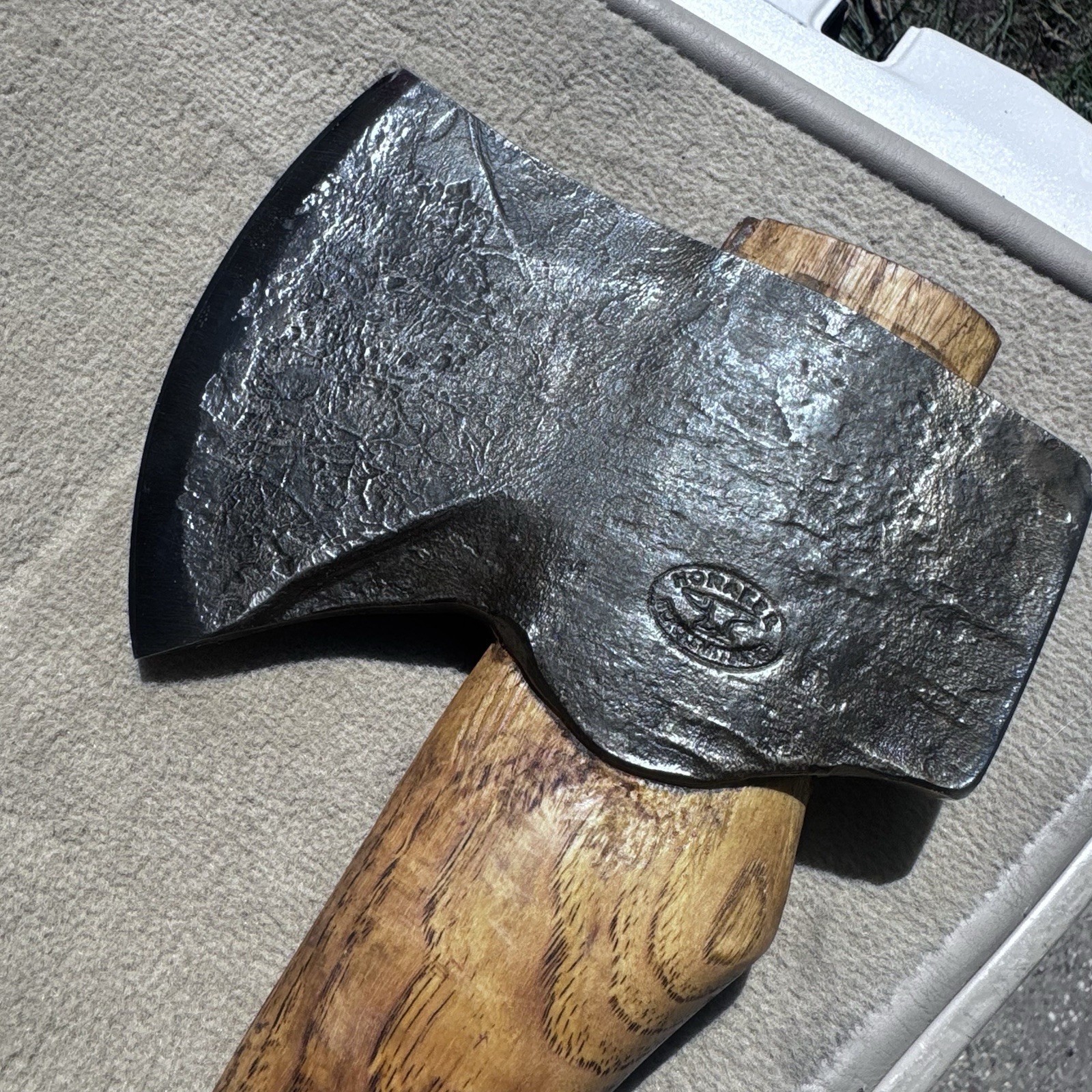 Honaker Blacksmithing Hand Forged Axe USA Custom w Leather Sheath 31in