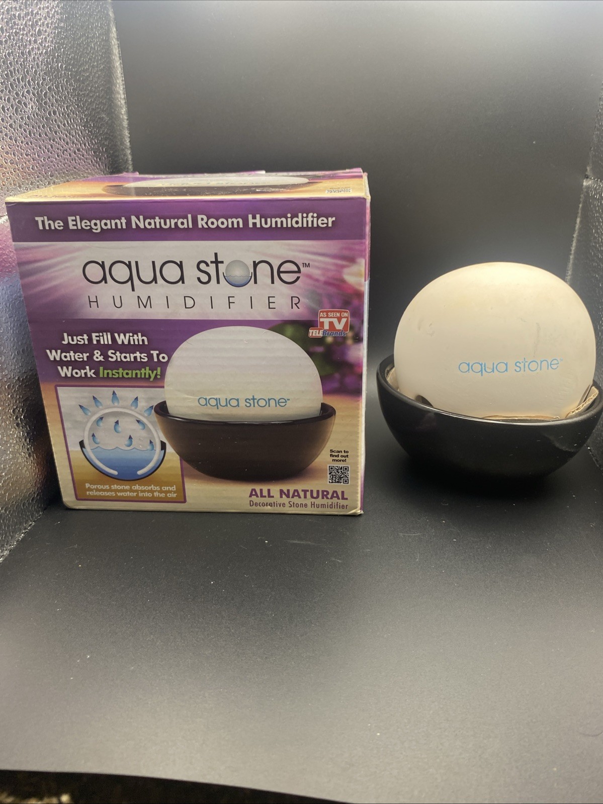 Aqua Stone Natural Decorative Water Humidifier Porous Stone w/ Box As Seen TV
