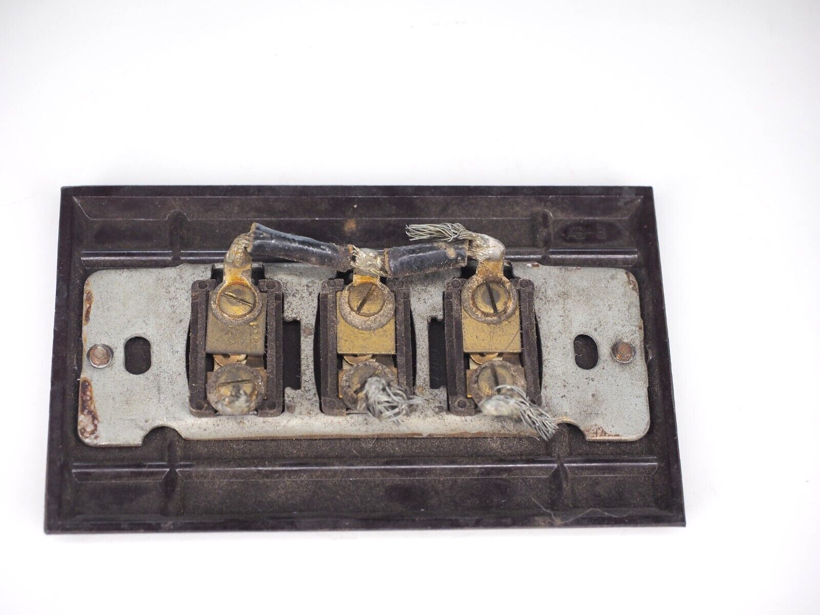 Antique bakelite push three button switch plate and switch