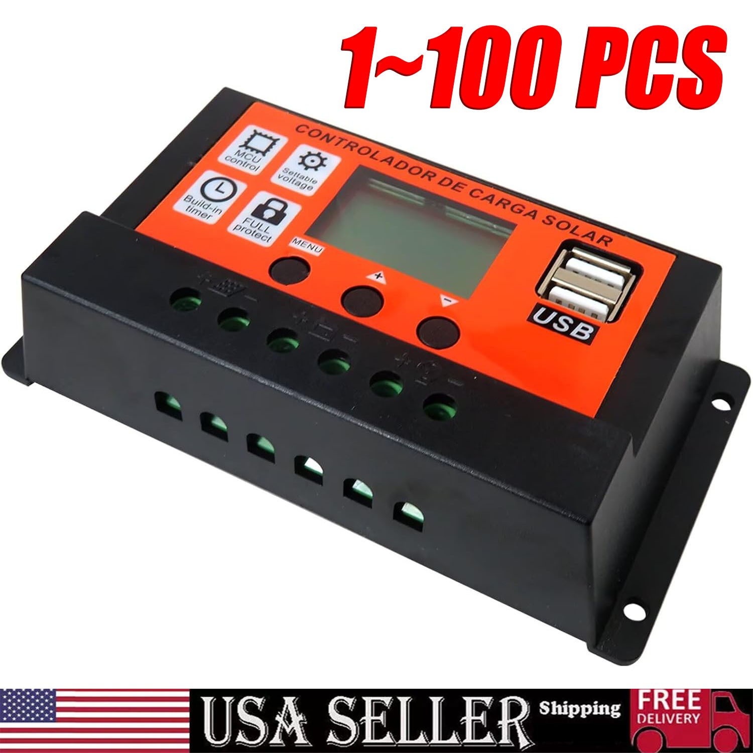 100A MPPT Solar Panel Regulator Charge Controller Auto Focus Tracking 12/24V US