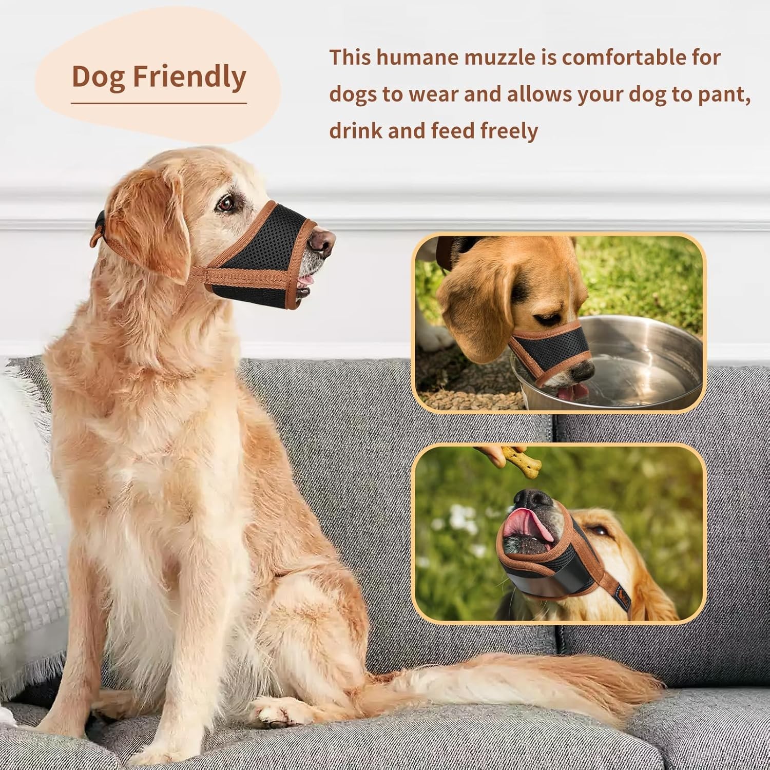 Dog Muzzle Nylon Breathable Adjustable Small Medium Large Anti Biting Barking