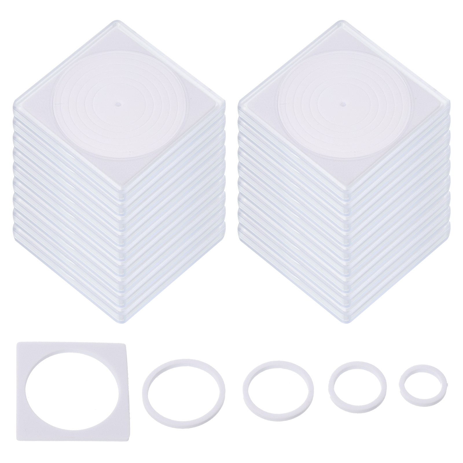 Coin Snap Holder, 24 Pack Coin Holders Square Fit 16/21/26/31/36mm, White