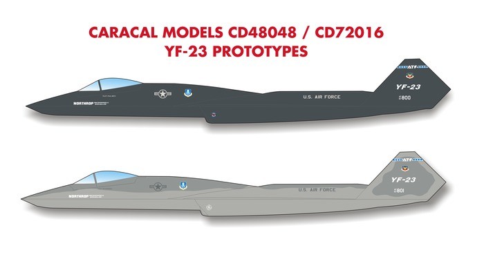 Caracal 1/72 decals YF-23 Prototypes for Italeri - CD72016